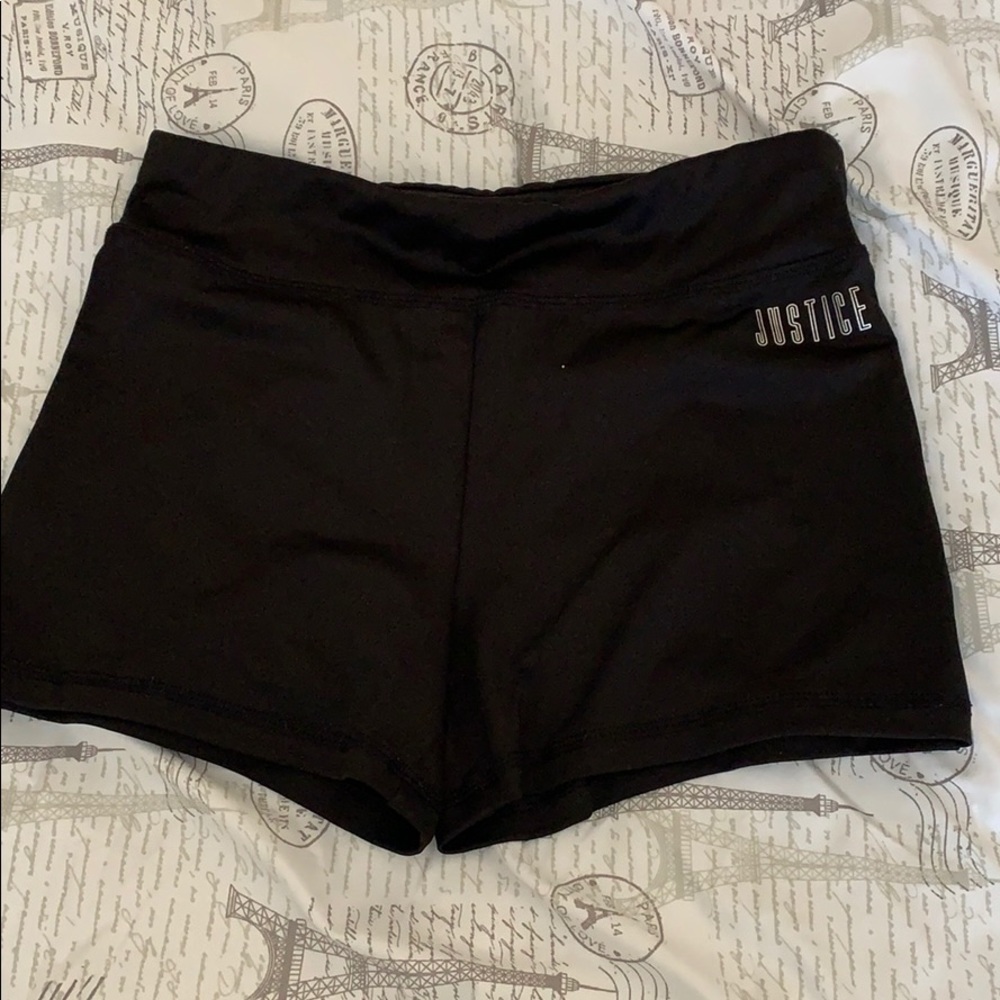 Girls justice black active wear shorts